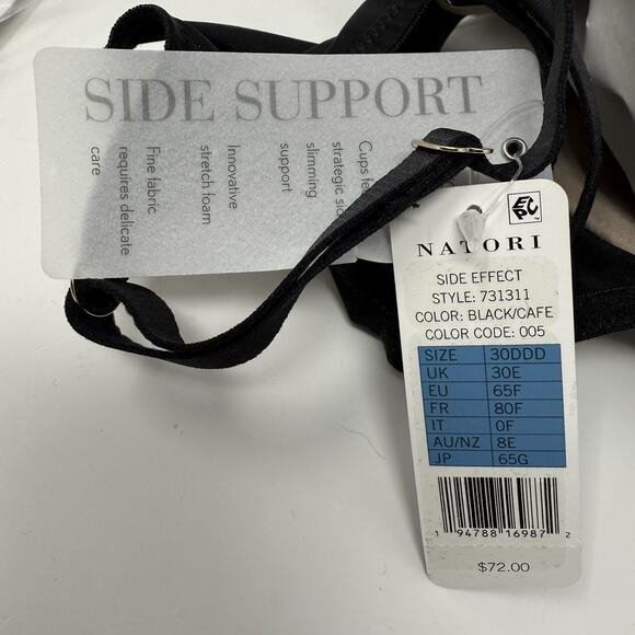 Natori Bra Size 30DDD Black Contour T Shirt Side Effect Underwire Support NEW - Picture 9 of 10